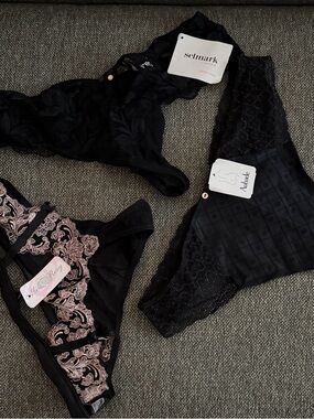 Aubade Black Lace and Embroidered Women's Briefs Set